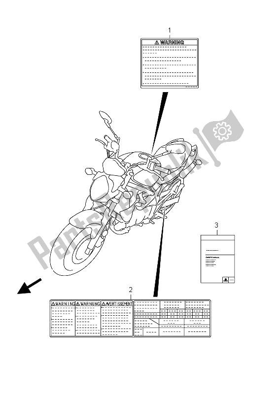 Tutte le parti per il Etichetta (sfv650 E21) del Suzuki SFV 650A Gladius 2012