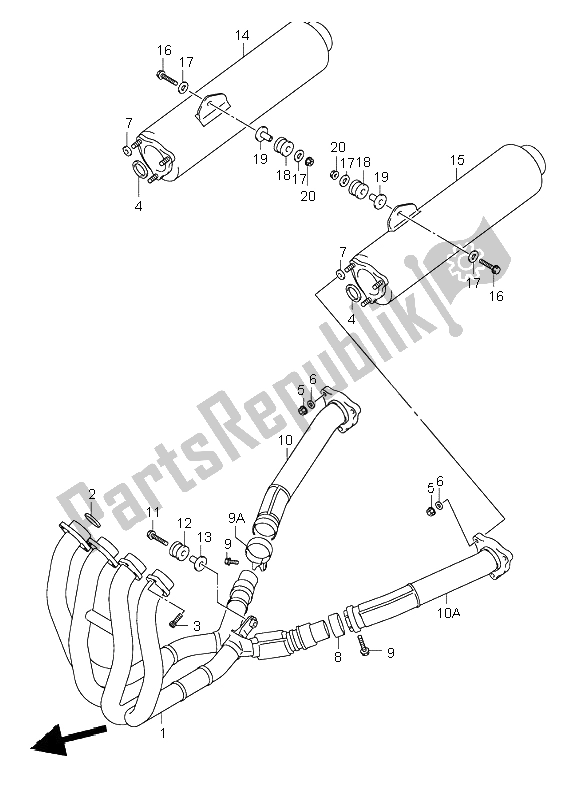 All parts for the Muffler of the Suzuki GSX 1300 RZ Hayabusa 2003