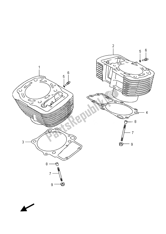 All parts for the Cylinder of the Suzuki VZR 1800 M Intruder 2014