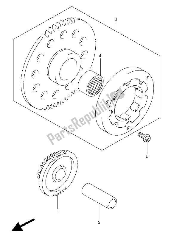 All parts for the Starter Clutch of the Suzuki VL 250 Intruder 2006