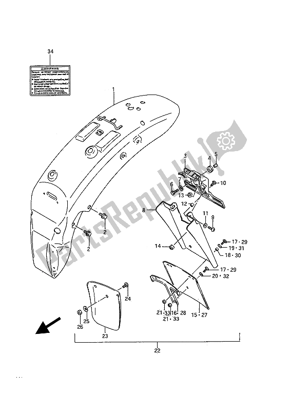 All parts for the Rear Fender of the Suzuki VS 750 FP Intruder 1988