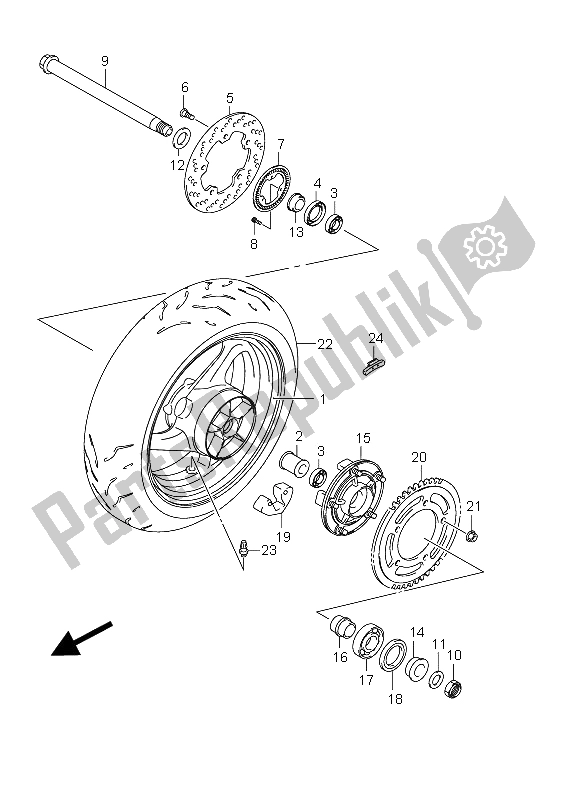 Tutte le parti per il Ruota Posteriore (gsr750a E24) del Suzuki GSR 750A 2012