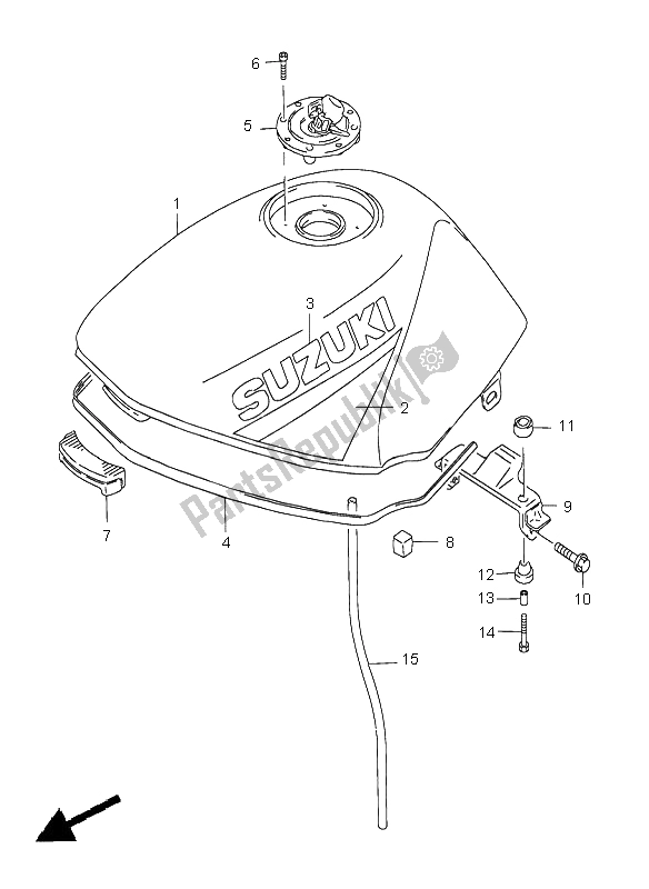 All parts for the Fuel Tank of the Suzuki GS 500E 1999