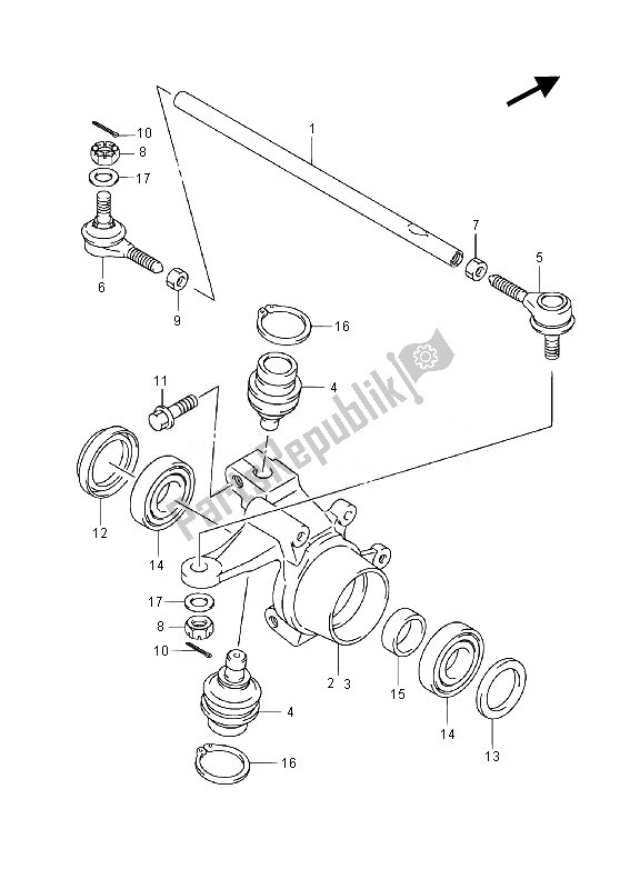 All parts for the Steering Knuckle (lt-f400fz) of the Suzuki LT F 400 FZ Kingquad FSI 4X4 2014