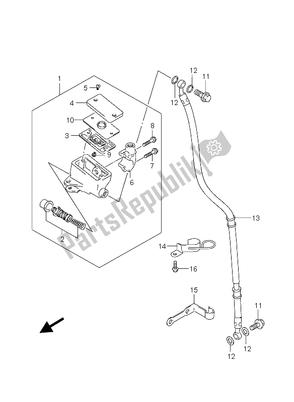 All parts for the Front Master Cylinder of the Suzuki GZ 125 Marauder 2004