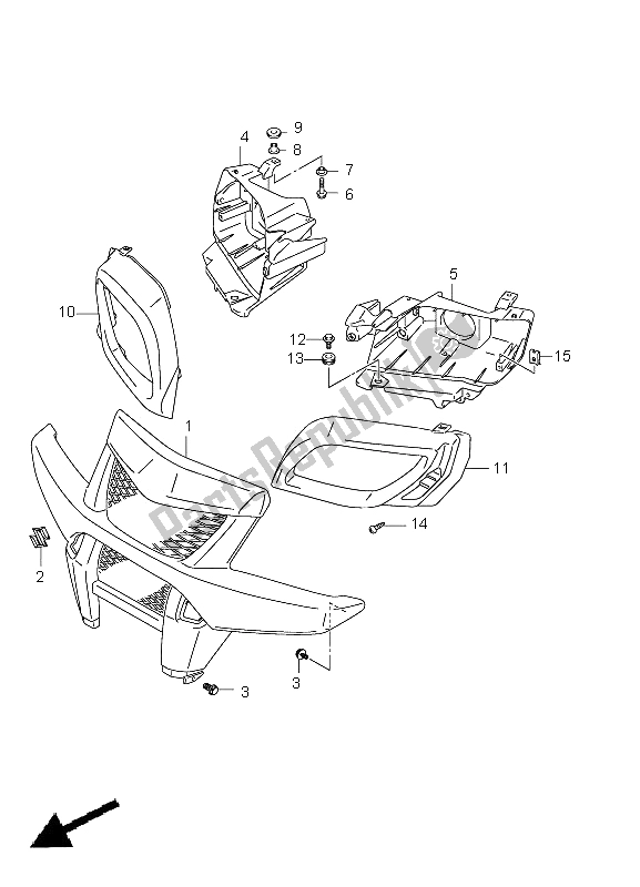 All parts for the Front Grille (lt-a750xpz P33) of the Suzuki LT A 750 XPZ Kingquad AXI 4X4 2011