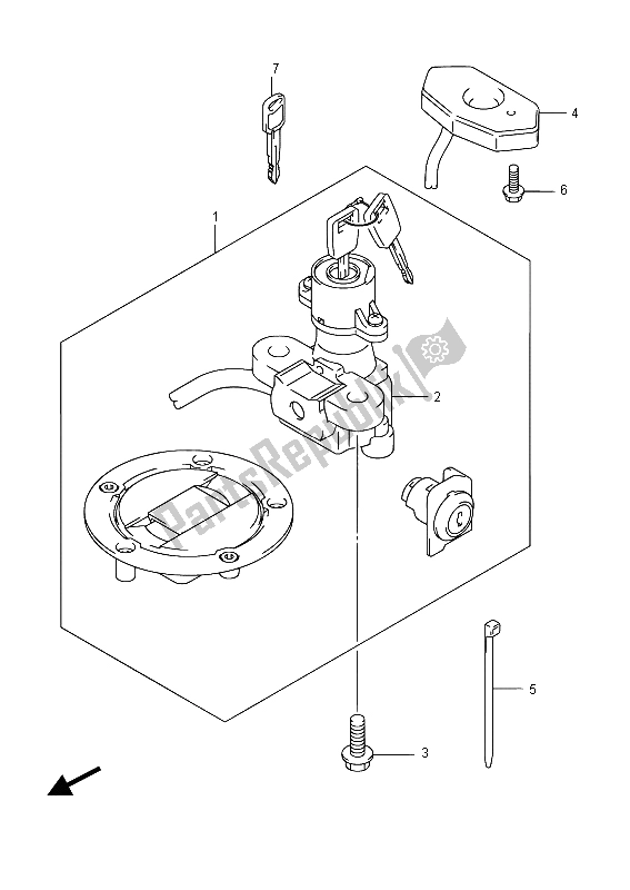 All parts for the Lock Set of the Suzuki DL 1000A V Strom 2015