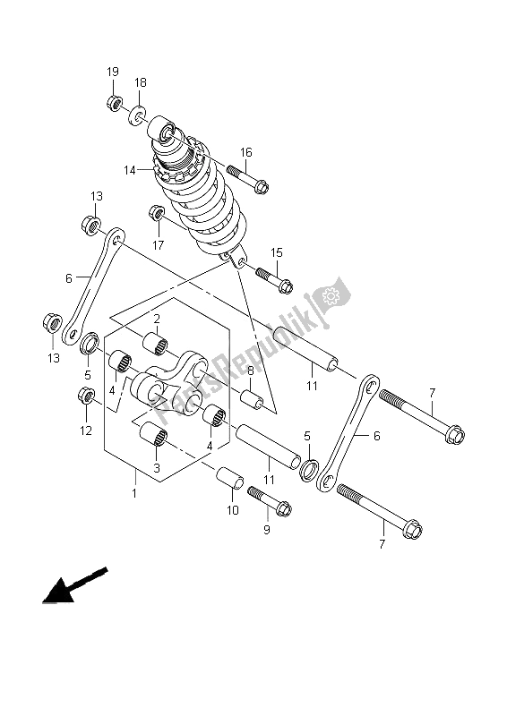 All parts for the Rear Cushion Lever of the Suzuki VZ 1500 Intruder 2009