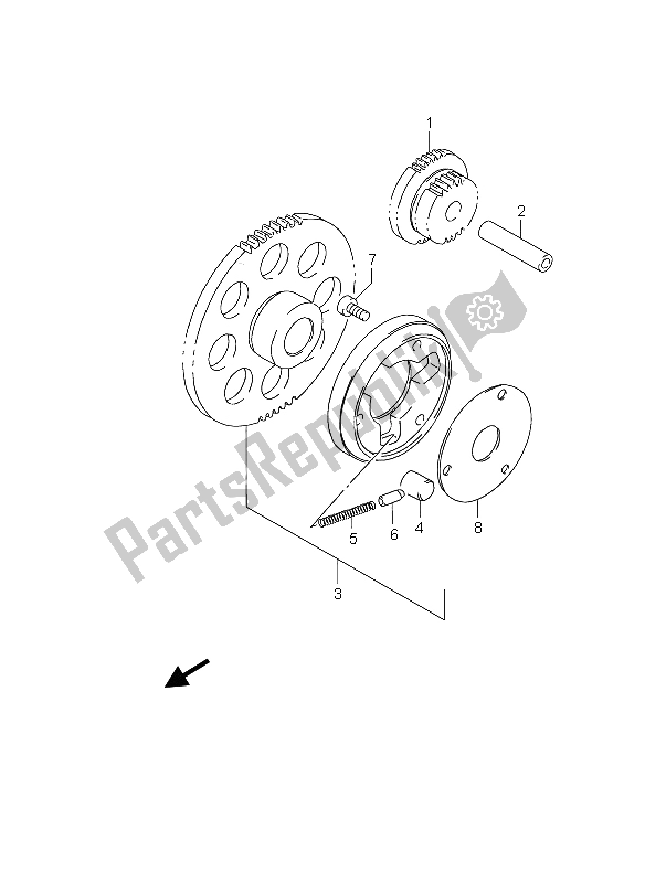 Alle onderdelen voor de Starterkoppeling van de Suzuki GS 500 EF 2004