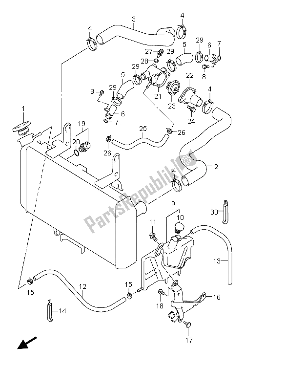 All parts for the Radiator Hose of the Suzuki DL 650 V Strom 2006