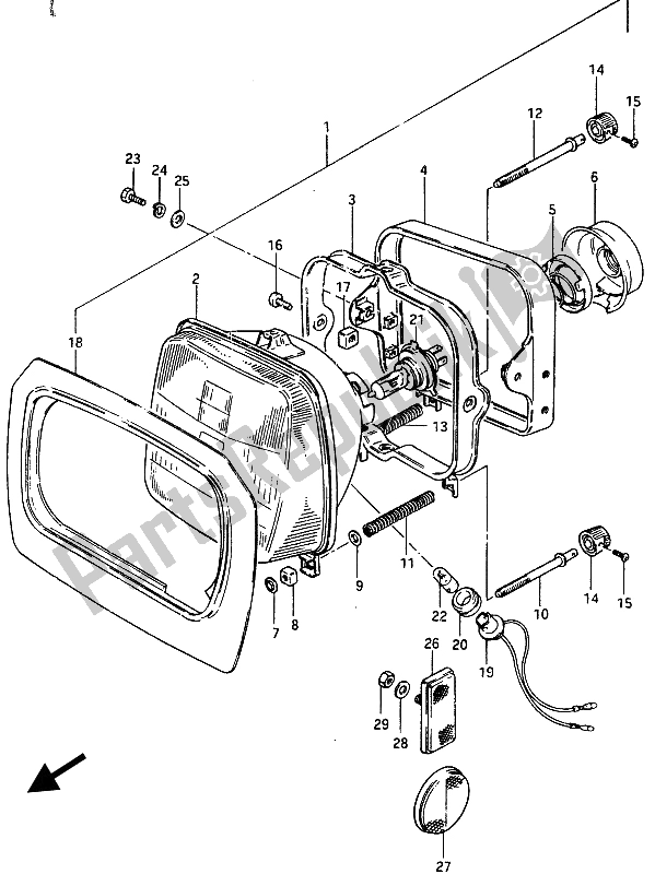 All parts for the Headlamp (gsx750es-ef) of the Suzuki GSX 750 Esefe 1985