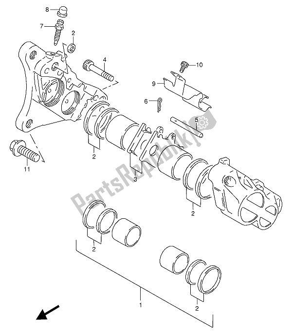 All parts for the Front Caliper of the Suzuki RG 125 FU 1994