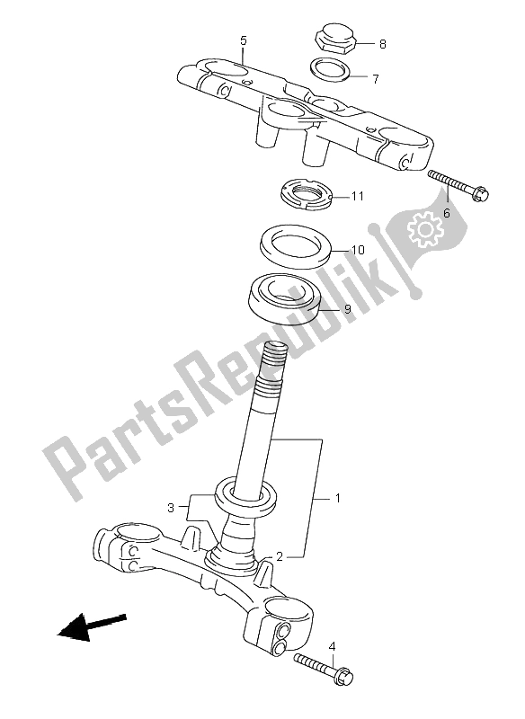All parts for the Steering Stem of the Suzuki GSX 600F 2003