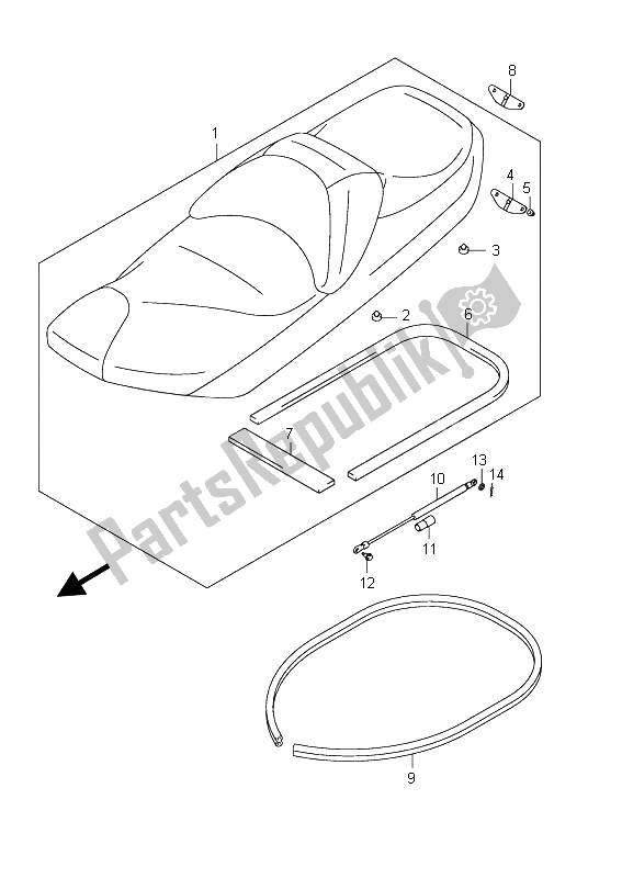 All parts for the Seat (an400 E2) of the Suzuki Burgman AN 400 AZA 2011