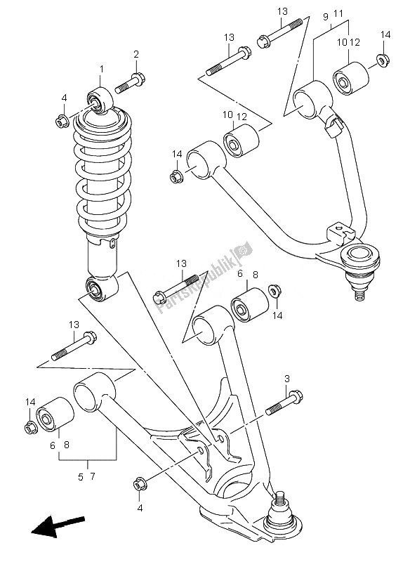All parts for the Suspension Arm of the Suzuki LT Z 250 Quadsport 2007