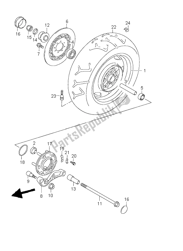 Todas las partes para Rueda Trasera de Suzuki VL 1500 Intruder LC 2004