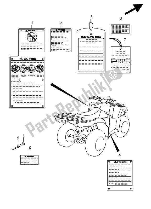 All parts for the Label (lt-a400f P33) of the Suzuki LT A 400 FZ Kingquad ASI 4X4 2011