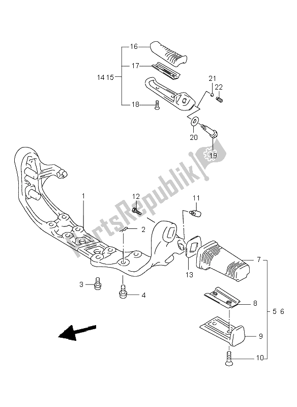 Toutes les pièces pour le Repose Pieds du Suzuki VS 800 Intruder 1998