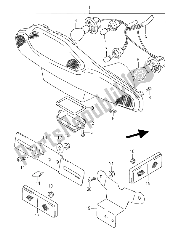 All parts for the Tail Lamp of the Suzuki RF 600R 1995