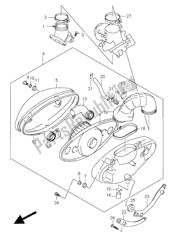 All parts for the Air Cleaner of the Suzuki VL 800Z Volusia 2004