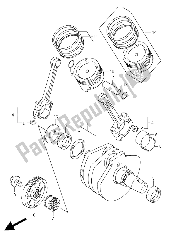 Toutes les pièces pour le Vilebrequin du Suzuki VL 800 Volusia 2002