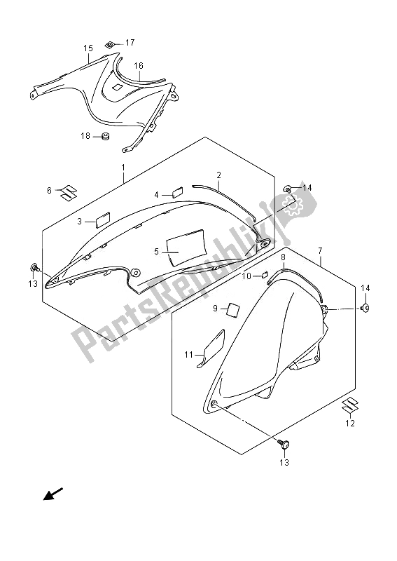 Tutte le parti per il Coperchio Del Serbatoio Del Carburante del Suzuki DL 650A V Strom 2014