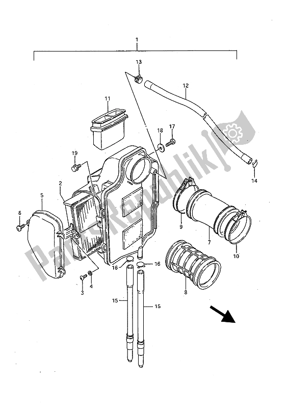All parts for the Air Cleaner of the Suzuki LS 650 FP Savage 1986