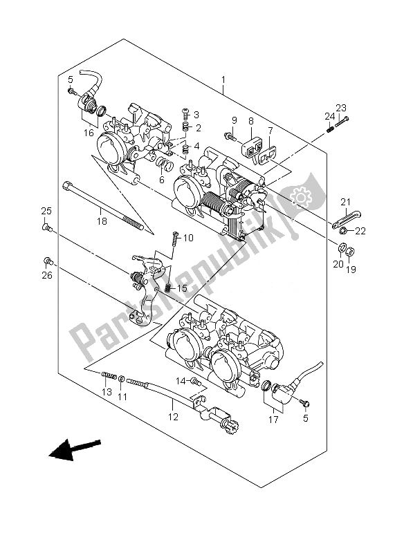 All parts for the Throttle Body of the Suzuki GSX 1400Z 2007