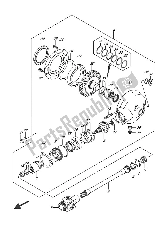 Todas las partes para Eje De La Hélice Y Engranaje De Transmisión Final de Suzuki VL 1500 BT Intruder 2016