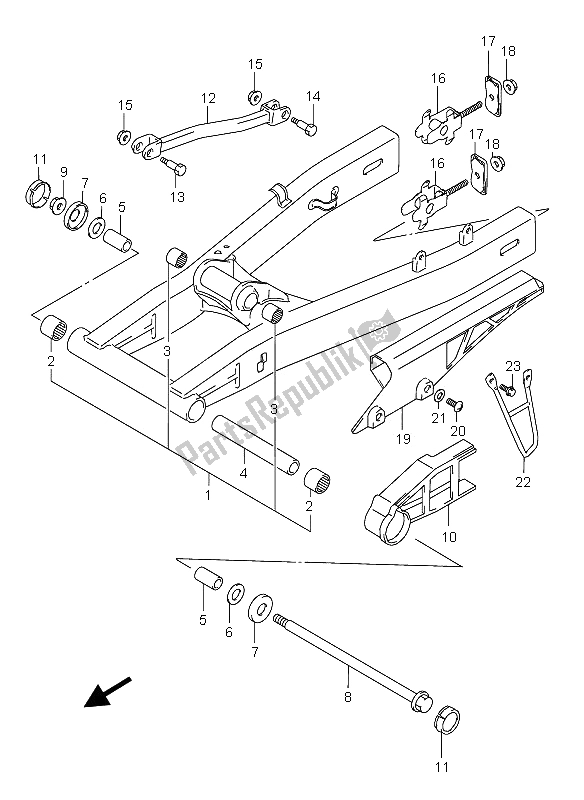 Todas las partes para Brazo Oscilante Trasero de Suzuki GSX 600F 2005