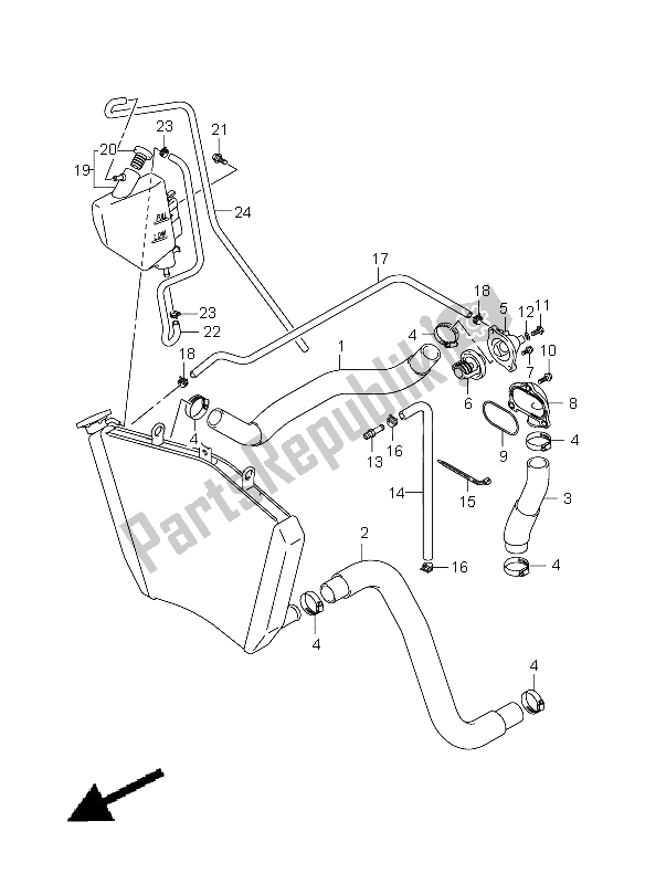 Alle onderdelen voor de Radiator Slang van de Suzuki GSX R 1000 2005