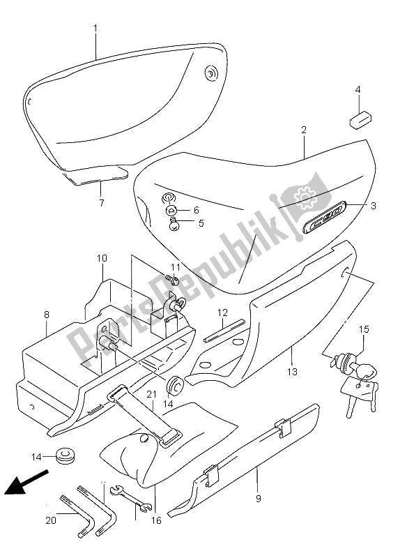 All parts for the Frame Cover of the Suzuki VL 1500 Intruder LC 2007