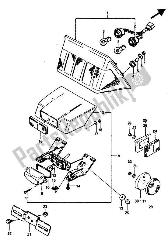 Tutte le parti per il Lampada Di Licenza del Suzuki GSX 1100 1150 Eesef 1985