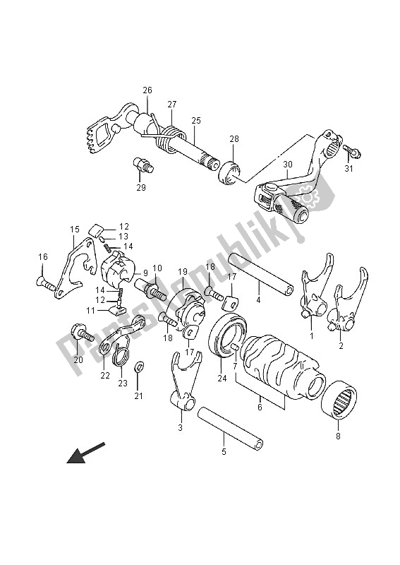 All parts for the Gear Shifting of the Suzuki RM 85 2016