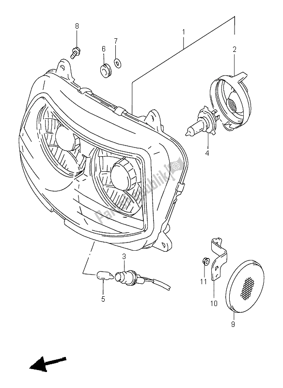 All parts for the Headlamp of the Suzuki GSX R 1100W 1995