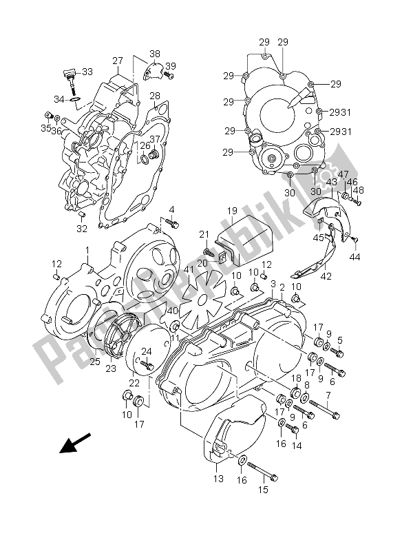 Toutes les pièces pour le Couvercle De Carter du Suzuki Burgman AN 400S 2005