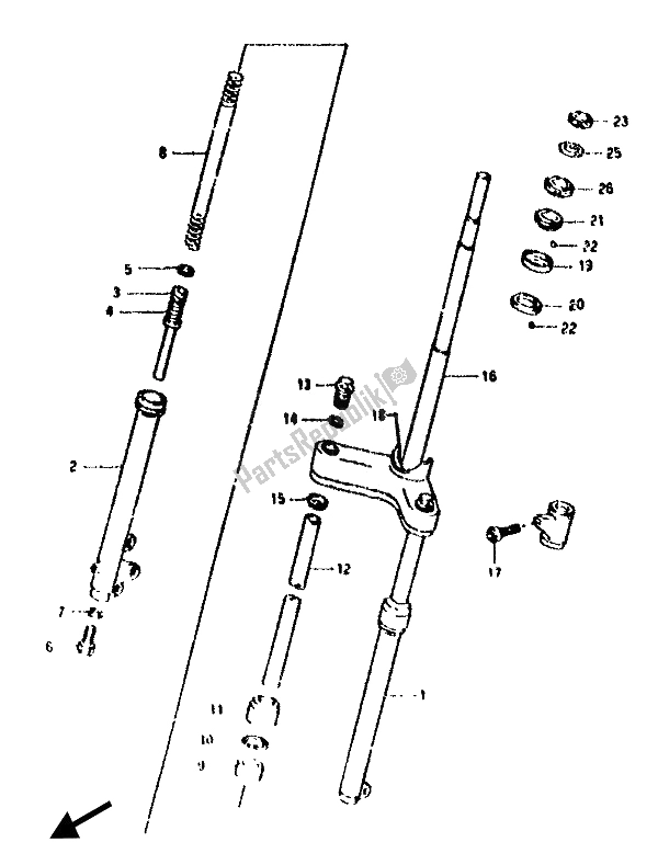 All parts for the Front Fork (p4) of the Suzuki AH 50 1992