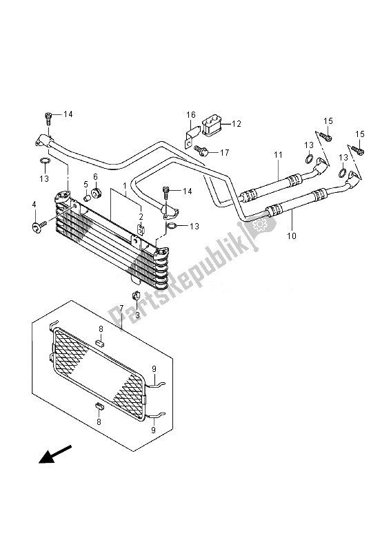 All parts for the Oil Cooler (lt-f400fz) of the Suzuki LT F 400 FZ Kingquad FSI 4X4 2014