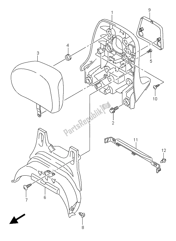 All parts for the Pillion Rider Handle (center) of the Suzuki AN 250 Burgman 2006