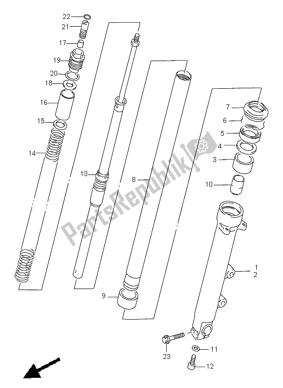 All parts for the Front Damper (gsf1200-s) of the Suzuki GSF 1200 Nssa Bandit 1999