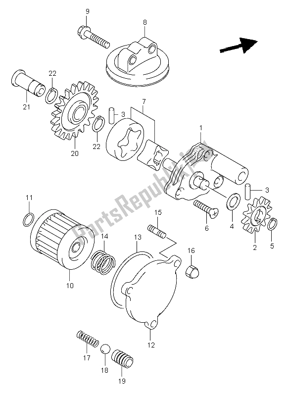 All parts for the Oil Pump of the Suzuki DR Z 400E 2001