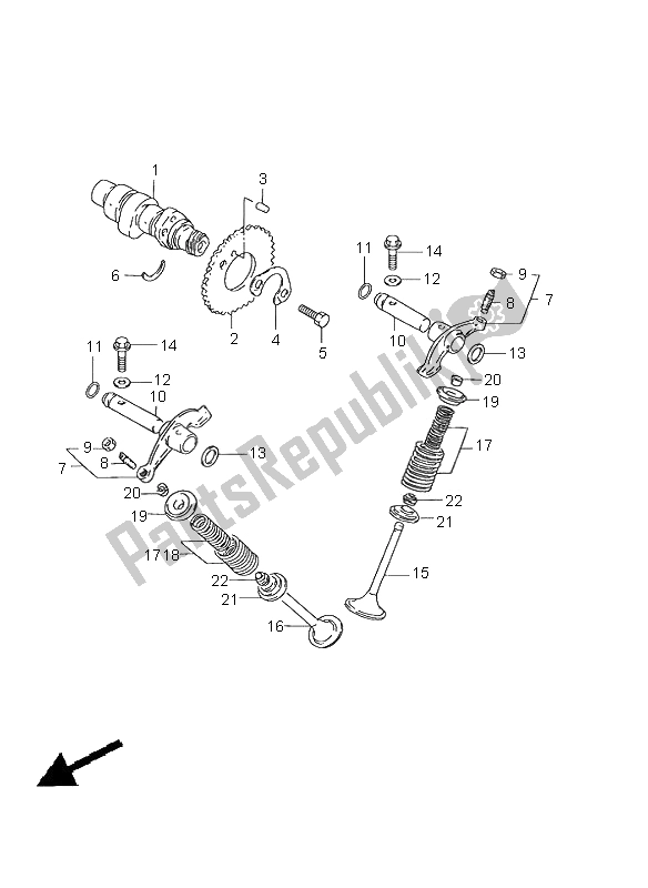 All parts for the Cam Shaft & Valve of the Suzuki GN 125E 2000