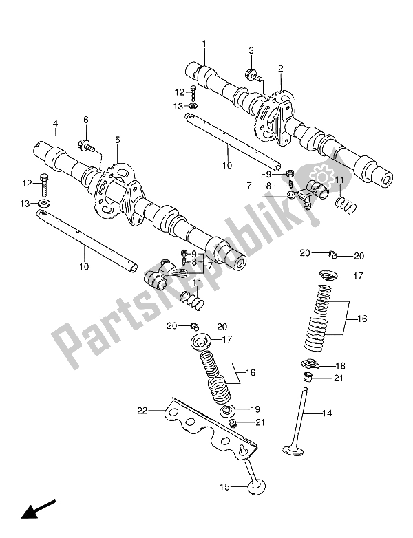 Todas las partes para Eje De Levas Y Válvula de Suzuki GSX 600 FUU2 1989