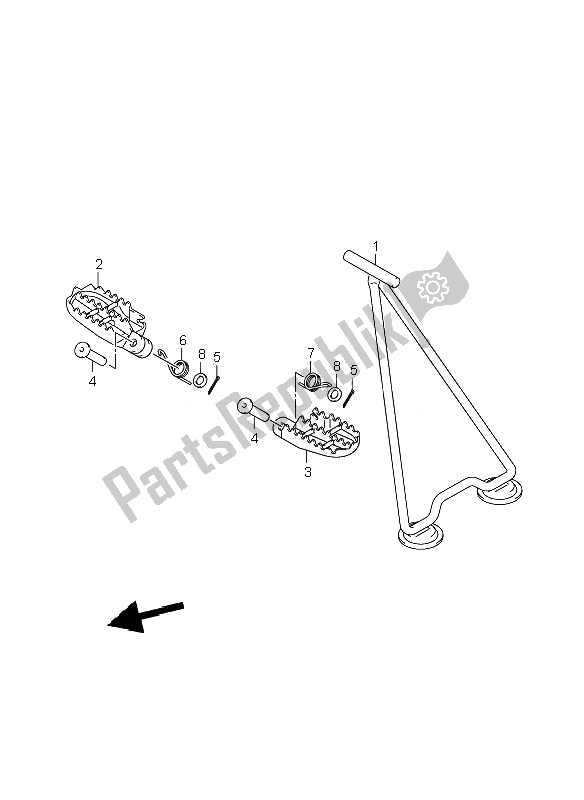 All parts for the Footrest of the Suzuki RM 250 2007