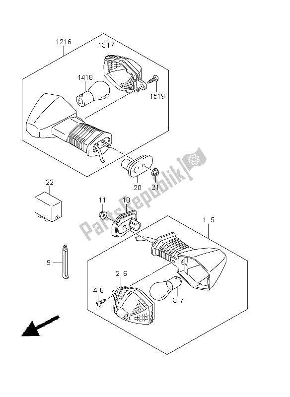 Alle onderdelen voor de Richtingaanwijzer Lamp van de Suzuki GSX 1250 FA 2011