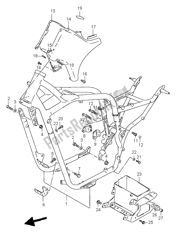 All parts for the Frame of the Suzuki VS 800 Intruder 2000