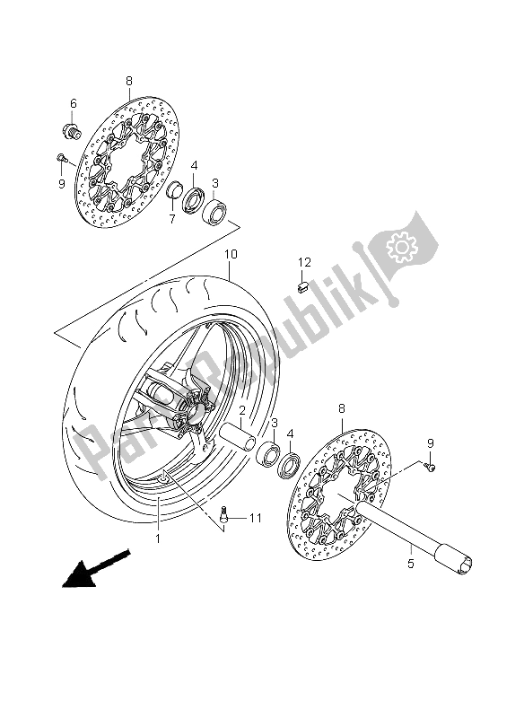 Todas las partes para Rueda Delantera de Suzuki GSX R 600 2009