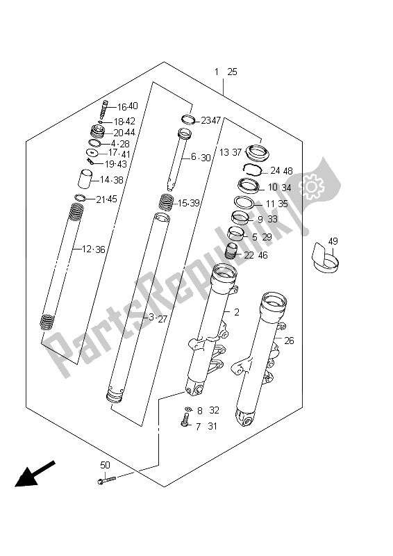 All parts for the Front Damper (sfv650u E21) of the Suzuki SFV 650A Gladius 2012