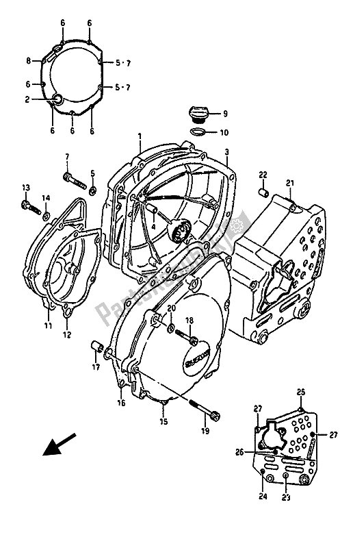 Wszystkie części do Pokrywa Skrzyni Korbowej Suzuki GSX R 1100 1987