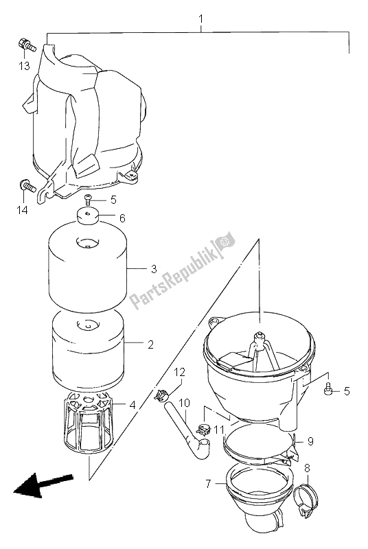 Alle onderdelen voor de Luchtfilter van de Suzuki LT 80 Quadsport 2002